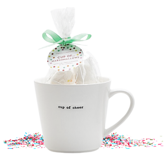 "Cup of Cheer" Mug with Confetti Vanilla Flavored Marshmallows