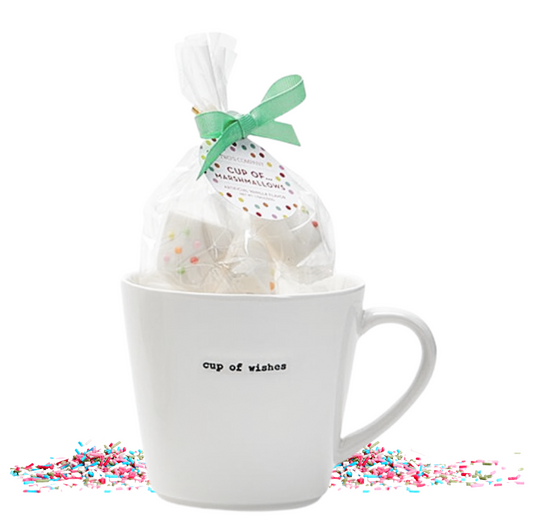 "Cup of Wishes" Mug with Confetti Vanilla Flavored Marshmallows