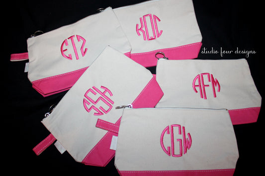 Embroidered Monogram Cosmetic Bag