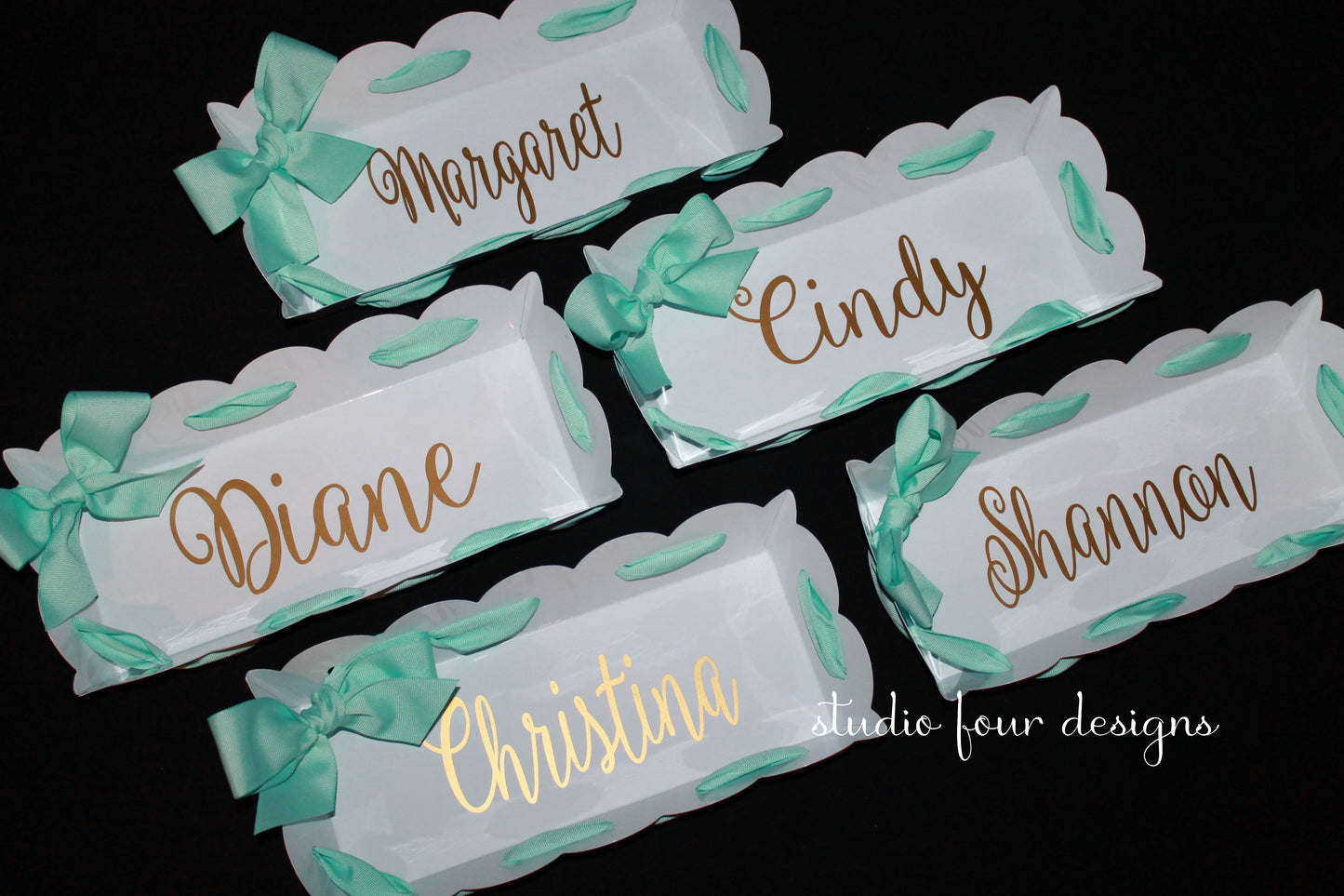 Personalized Scalloped Rectangle Trinket Tray