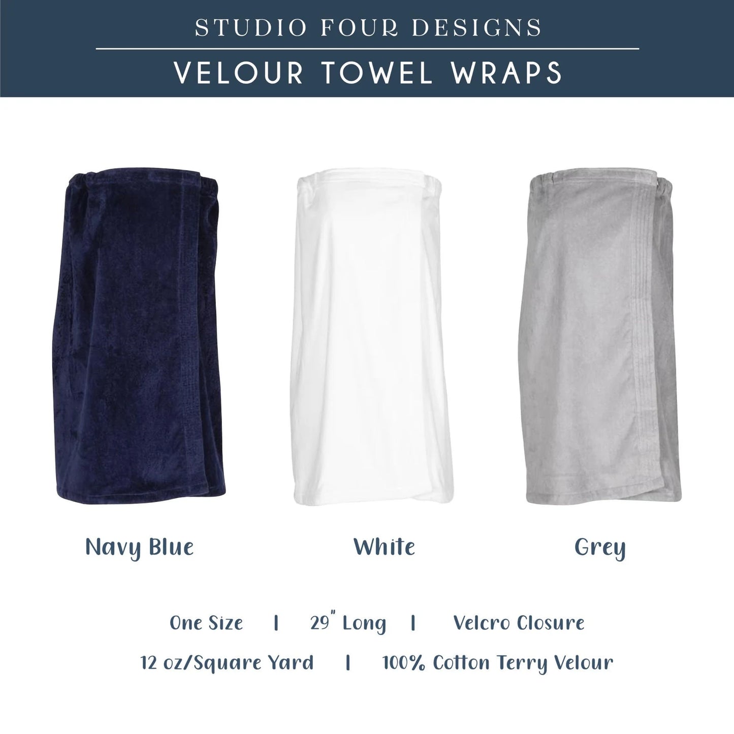 Embroidered Premium Terry Velour Towel Wrap
