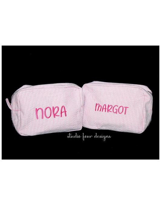 Personalized Seersucker Everything Cosmetic Bag