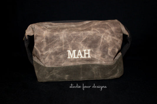 Monogrammed Waxed  Dopp Kit